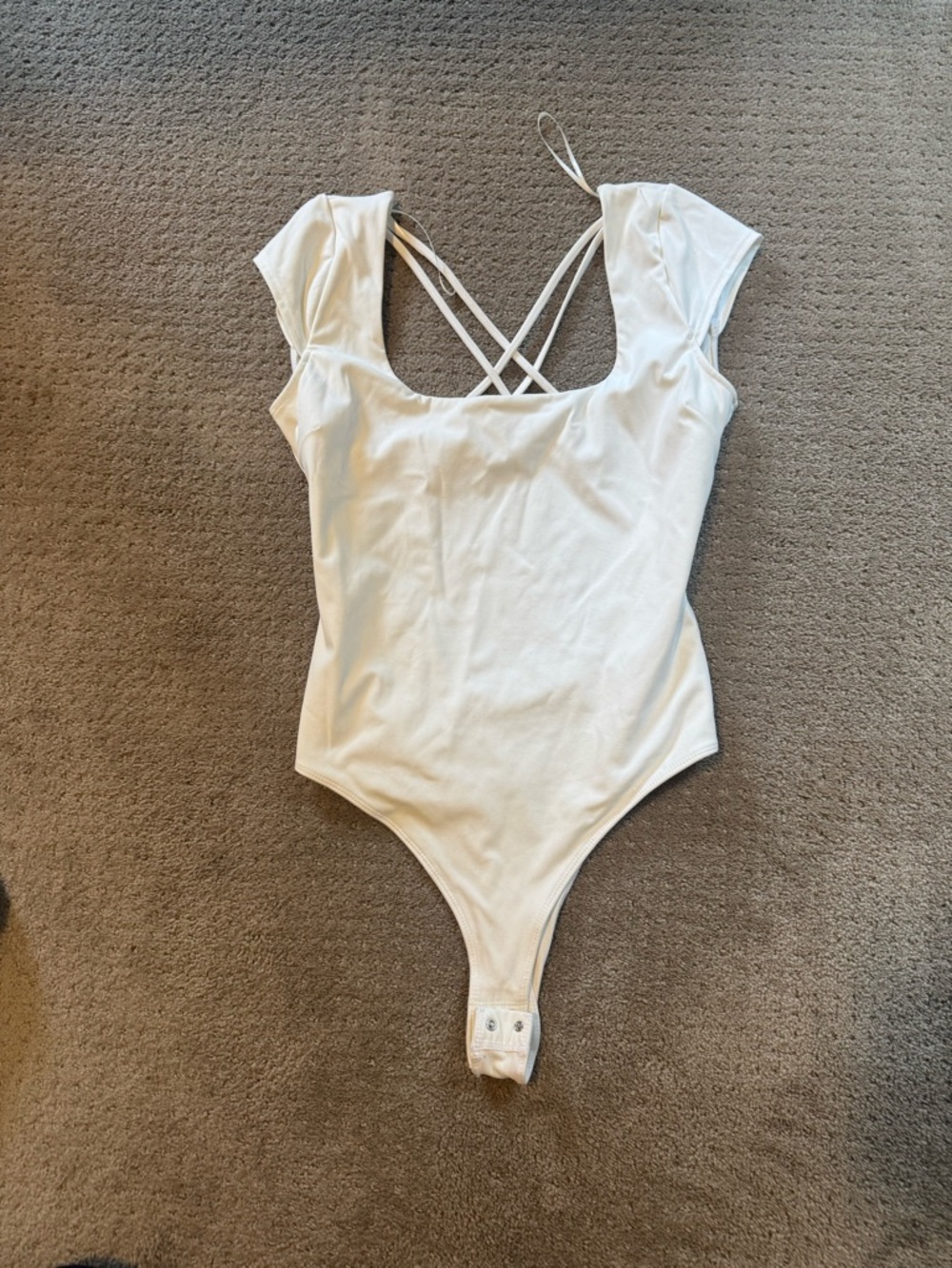 White One-Piece Bodysuit with Crisscross Back